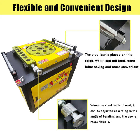 Heavy Duty Electric Rebar Bender Machine 3000 Watt Three Phase With Foot Switch For 6 To 40 Mm Round Steel Bars featuring a flexible roller design.