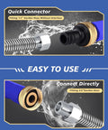 Close-up of Upgraded 2 In 1 High Pressure Wand Kit connectors for 1/2" and 3/4" garden hoses, highlighting metal and brass fittings.