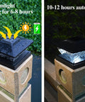 Lit 11 Pack Solar Post Cap Lights Warm White LED Outdoor Lighting for Fence Posts 4x4 Waterproof IP65 charging and lit up