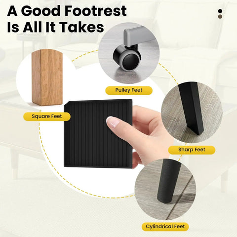 3x3 Square Rubber Furniture Wheel Cups With Anti Slip Grip, Scratch Resistant Floor Protection, Anti Shake Foot Pads