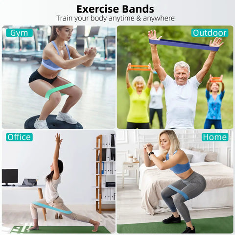Five Pack Resistance Bands Set For Home Gym Workouts Elastic Loop Bands used in gym, outdoor, office, and home settings