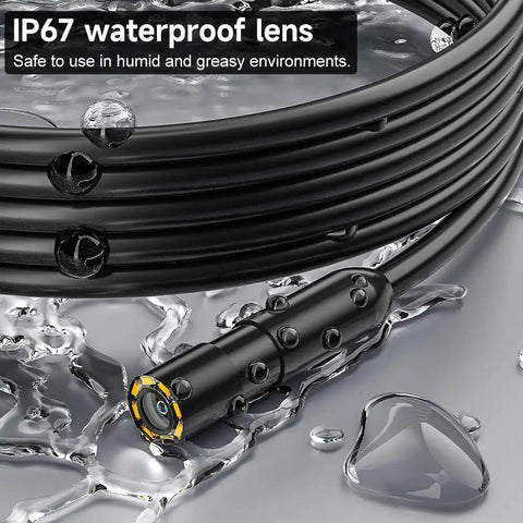 1080P HD Endoscope With Light 4.3 Inch IPS Display 8 LED Adjustable Illumination Semi Rigid 16.4 Ft Cable, IP67 waterproof lens.