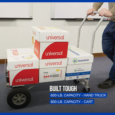 Heavy Duty Two In One Hand Truck And Flat Platform Dolly Workhorse For Moving Boxes And Furniture Quick Tool Free Switch Between Upright And Horizontal Setups With 600 Lb Vertical 800 Lb Max Capacity No Sweat Moving Experience