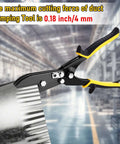 2-Piece 5-Blade Hand Crimper For Sheet Metal And Gutter with ergonomic grip and yellow accents, in industrial setting