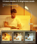 Man reading in bed with Clip On LED Reading Light for Bed with 36 LEDs highlighting adjustable color temperatures and brightness levels