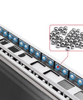 Soft Close Drawer Slides 12 Inch Beefy Heavy Duty 100 Pound Ball Bearing Full Extension Side Mount Cabinet Slides For Kitchen Bathroom And Office 5 Pairs Easy Install Easy Release Clips Quiet Operation close-up of ball bearings in steel slide