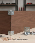 Heavy Duty 90 Degree L Bracket Set For Furniture Assembly And Shelf Support With Pre Drilled Holes And Screws Included Four Pack used on wood corner