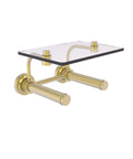 Dottingham 2 Roll Toilet Paper Holder With Glass Shelf Satin Brass Finish Solid Brass Bath Accessory For Extra Roll Storage
