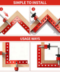 Heavy Duty Corner Clamps For Woodworking, 4 Pack 5.5 Inch Aluminum Right Angle Positioning Squares in installation steps.
