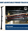 Beefed Up One And A Half To Eight Inch Lift Adjustable Front Track Bar For Ford F250 F350 4x4 Super Duty Forged Steel Suspension Upgrade Precision Machined Fit installed under truck