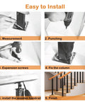 Easy installation steps for Heavy Duty Black Iron Balusters 8 Pack Rust Resistant Railing Spindles With Secure Flat Brackets.
