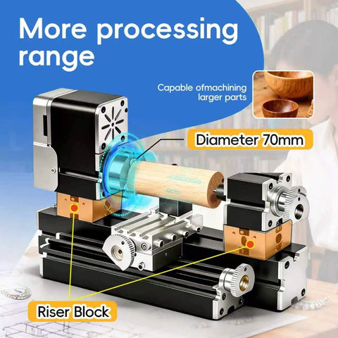 Snag This All Metal Mini Bench Lathe Machine With 36W High Output Motor And 20000 Rpm for wood processing with 70mm diameter.