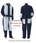 Heavy Duty Leather Blast Suit For Spray Painting And Sandblasting, Protective Denim And Leather Overalls with back details