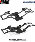 1 By 10 Scale RC Crawler Transmission Kit Beefed Up With Thirty Percent Overdrive Gearbox And Three Driveshafts For Axial SCX10 II Element Enduro DIY LCG Chassis Black shown with chassis components