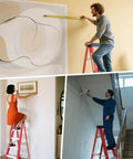 Heavy Duty 5 Step Fiberglass Ladder Foldable With Tool Tray Non Slip Wide Treads in use for home projects and repairs.