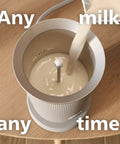 Baristina Milk Frother For Espresso Machines Froths Hot Or Cold Dairy And Non Dairy Milk Perfect Latte Art Easy To Clean Black Finish For Home Barista Vibe, top view pouring milk
