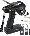 X6 Rc Transmitter With Three Receivers Gyro And Lights Control For Rc Cars Boats Tanks Crawlers And Off Road Vehicles Compatible With P6F P6FG And P6DCG Receivers, showing kit with transmitter and receivers.