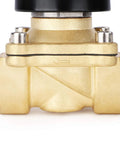 Front view of NPT Brass Electric Solenoid Valve 12V DC Normally Closed With Viton Seals 3/4 Inch for industrial use.