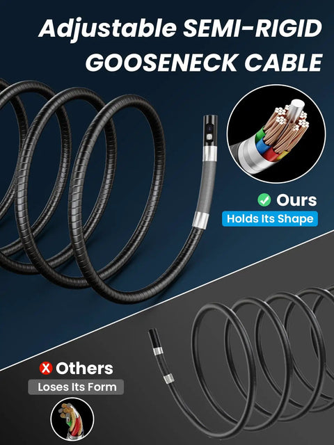 Gooseneck cable for Two Way Articulating Borescope Endoscope Camera With Light Dual Lens 1080P Industrial Inspection Tool