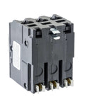 QO 100 Amp Three Pole Circuit Breaker for 240 Volt Panels with Plug On Design, black, front angle view