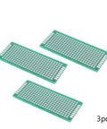 Three Pack 30x70mm Double Sided PCB Prototyping Boards For DIY Soldering And Electronics Projects FR4 Glass Fiber With Pre Tin Holes