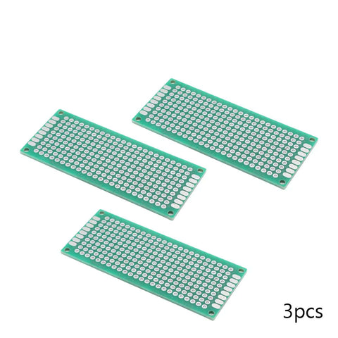 Three Pack 30x70mm Double Sided PCB Prototyping Boards For DIY Soldering And Electronics Projects FR4 Glass Fiber With Pre Tin Holes