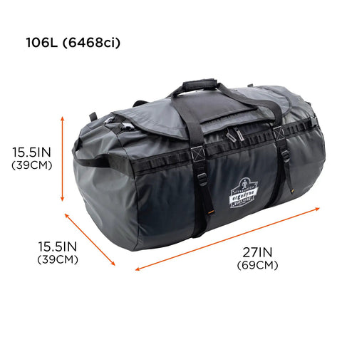 Beefy Medium Tarpaulin Water Resistant Duffel Bag With Removable Shoulder Straps 5030M Built To Last with size dimensions shown