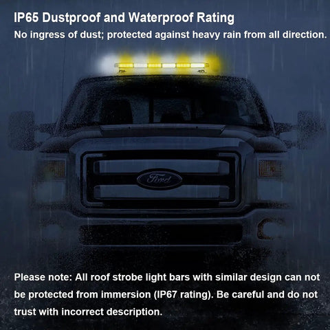 Rooftop Safety Flashing Light Bar With 56 LED Amber White Beacons For Construction Vehicles, Tow Trucks, And Snow Plows
