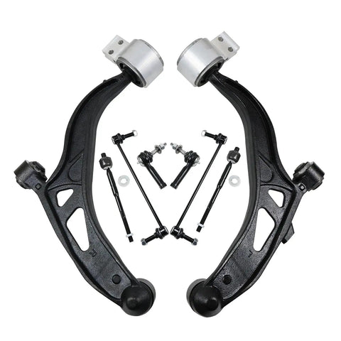 Beefed Up 8 Piece Front Lower Control Arm With Ball Joint Suspension Kit For Ford Explorer 2011 To 2017 And Ford Police Interceptor Utility 2013 To 2017 Includes Outer Inner Tie Rod Ends And Sway Bar Links, front view