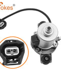 Brake booster vacuum pump with silver metal body and black electrical connector.