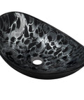 Oval Glass Vessel Sink Hand Painted Sleek Dope Look With Black And Silver Tempered Glass Above Counter Install Stain And Scratch Resistant