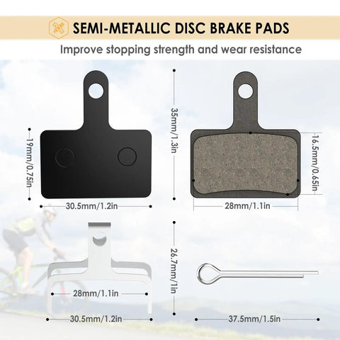 Diagram showing dimensions of 4 Pairs Disc Brake Pads Set For TRP Tektro Compatible Bikes Resin Semi Metallic Replacement Pads.