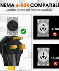 Nema 6-50P To 14-50R EV Charger Adapter Cord 50 Amp 240 Volt Level 2 Electric Vehicle Extension Cable with compatible outlet images