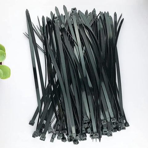 Heavy Duty 12 Inch Cable Ties Pack of 100 Black Nylon 6/6 UV Resistant 120 Lb Tensile Strength 0.30 Inch Wide For Cable Management DIY Projects Office Workshop and Events displayed on a surface