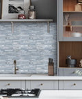 Modern kitchen with 20 Sheets No Fuss Peel And Stick PVC Backsplash Tile Set For Kitchen Walls Durable Adhesive Scratch Resistant Easy Install