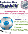 Create Your Own Thumball 6 Inch Blue With Marker Includes 30 Blank Panels For Custom Ice Breakers And Learning Reinforcement Tools Perfect For Class Team Building And Quick Conversational Prompts. Blue Thumball with marker