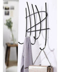 Slick Wall Mount Coat Rack With Sturdy Round Metal Hooks To Hang Your Daily Gear In The Entryway Or Bedroom Closet Without Scratching Jackets No Hassle Heavy Duty Space Saving Decor, black, with sweater and bag.