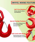 Beefy 7 Ton Heavy Duty Swivel Lifting Hook With Safety Latch Grade 80 Alloy Steel Heat Treated 360 Degree Rotation Galvanized Coating Waterproof And Rust Resistant red swivel hook with safety latch and 360° rotation