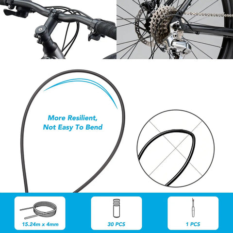 4mm By 50ft Lined Bicycle Shift Cable Housing For Derailleur And Shifter, Built To Last Rubber Outer Tube With High Tensile Steel Wire
