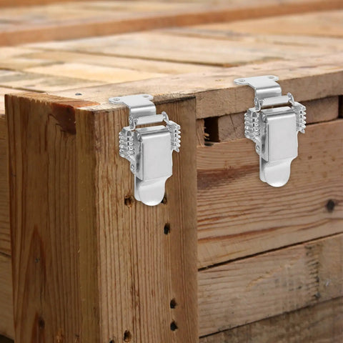 304 Stainless Steel Spring Loaded Right Angle Hasps Toggle Latch Kit for Tool Box Hood Locking Beefy Heavy Duty Snap Clasp on wood