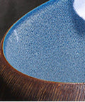 Bathroom Container Sink Pattern Pattern Ceramic Vessel Sink Round Oval Counter Ceramic Countertop Sink Art Basin-B (B) close-up of blue interior and brown exterior.