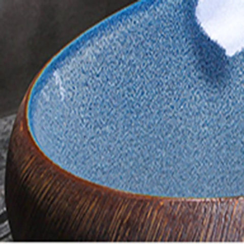 Bathroom Container Sink Pattern Pattern Ceramic Vessel Sink Round Oval Counter Ceramic Countertop Sink Art Basin-B (B) close-up of blue interior and brown exterior.