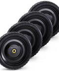 Four Pack 13 Inch No Flat Replacement Tires For Lawn Wagons And Hand Trucks, Solid Polyurethane, 300 Lb Capacity Each, black tires