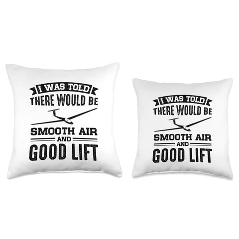 Glider Pilot Throw Pillow For Sailplane Lovers And Aviation Enthusiasts Soaring Thermals Theme Cushion with glider graphic