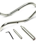 Stainless Steel S Shaped Tool Rest Set For Woodturning Lathe Bowls With 9 Inch Internal Crossbar 9 Inch External Crossbar 3 Inch Stem Five Eighths Inch Diameter And 5 Inch Stem For Stable Turning set on white background