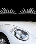 White Diamond Bling Car Eyelash Headlight Stickers Two Pack For Cars And Trucks Universal Fit Auto Decoration Crystal Shine