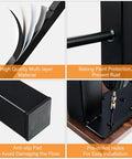 Collage of 20 Inch Metal Coffee Table Legs Set Of 2 With Industrial Black Finish features, showing material layers, anti-slip pad, and pre-drilled holes.