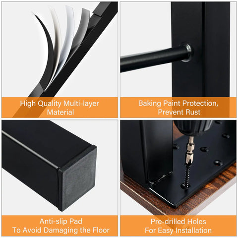 Multilayer material, anti-slip pad, and pre-drilled holes on 20 Inches Metal Coffee Table Legs Set Of 2 with rust protection.