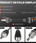 Diagram and details of Honda CR-V 2.4L Front Left And Right CV Axle Shaft Assembly Pair Replacement For 2002 2006 Fits 66-4206 66-4207