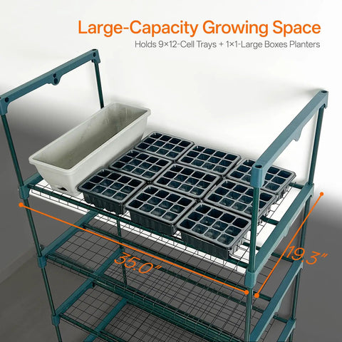 Large-capacity growing space in Space Saving Indoor Greenhouse With Grow Lights Four Tier Mini Grow Tent With Timer Zippered PVC Cabinet.